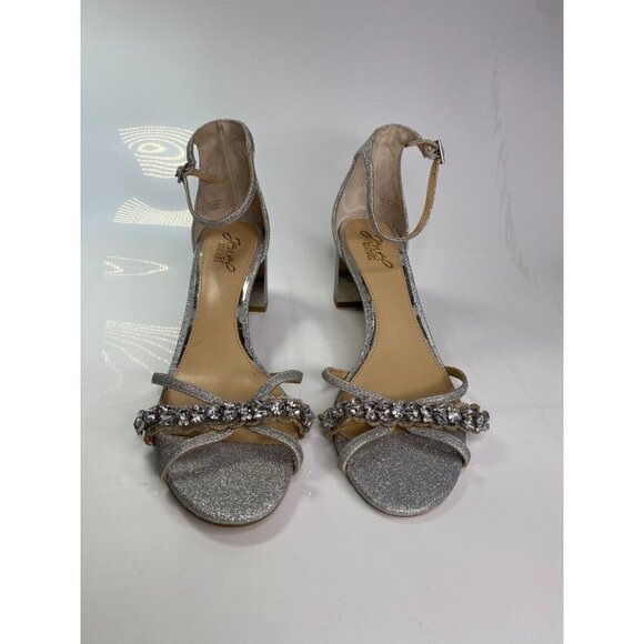 Jewel Badgley Mischka Women's Giona Embellished Evening Silver Sandal Sz 11w - Picture 4 of 9